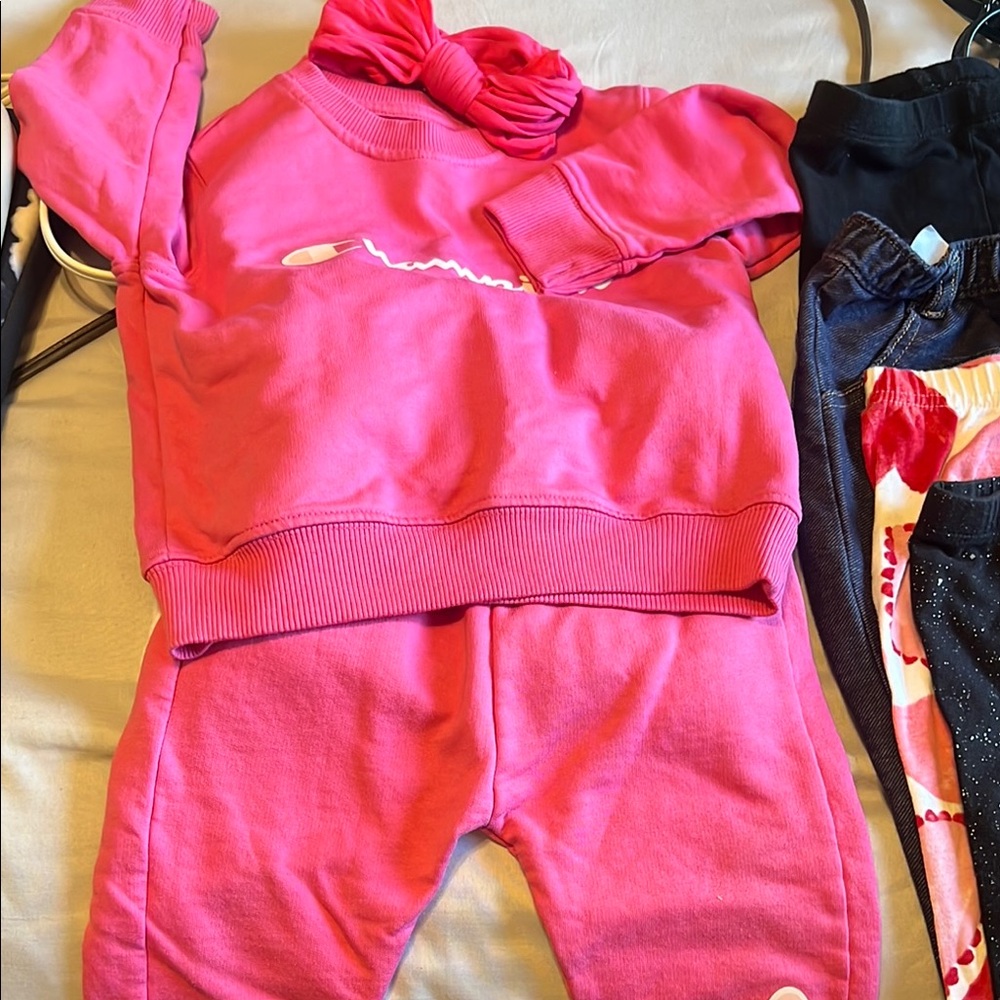 Pink Sweatshirt and Pants Set with Headband